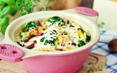 Zapiekanka z kurczakiem, fasolą i brokułami